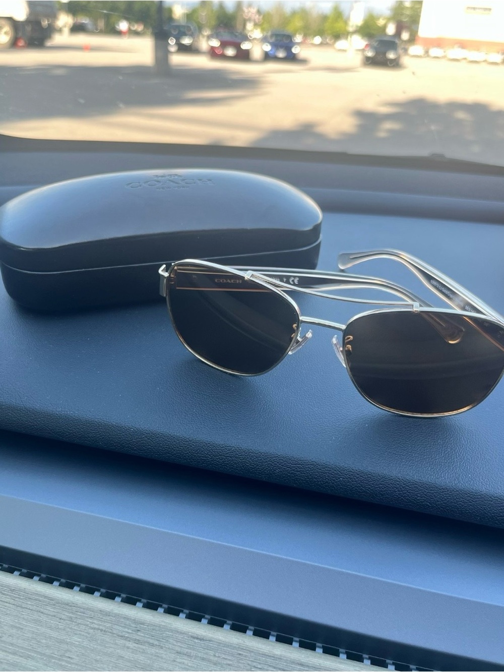 Coach Gold Frame Sunglasses with Dark Brown Lenses